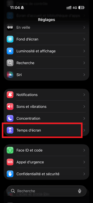 iphone réglages temps écran télécharger apps sans mot de passe