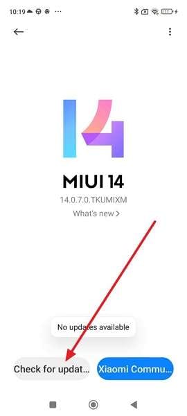 check for updates on mi