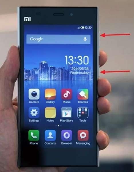 press buttons on mi phone
