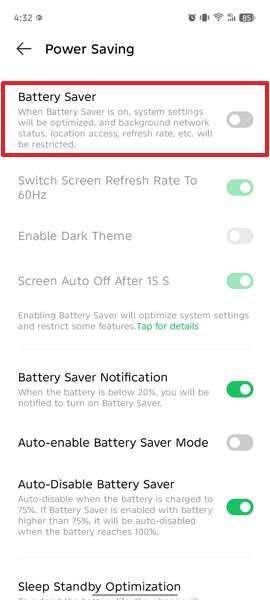 disable battery saver