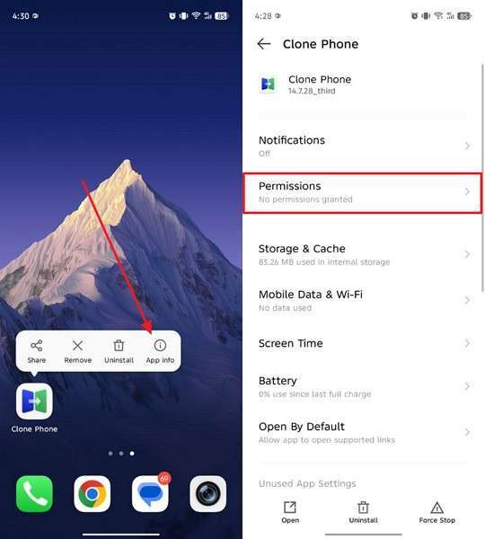access the app's permission