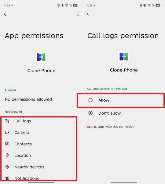 enable app permission