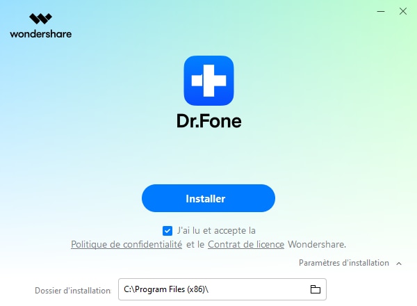 commencer l'installation de Dr.Fone