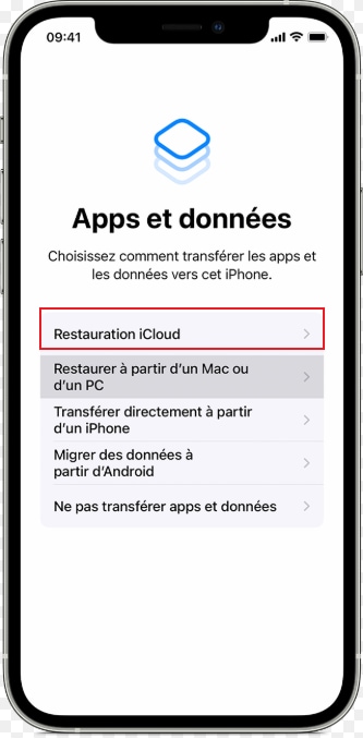 restaurer depuis sauvegarde iCloud