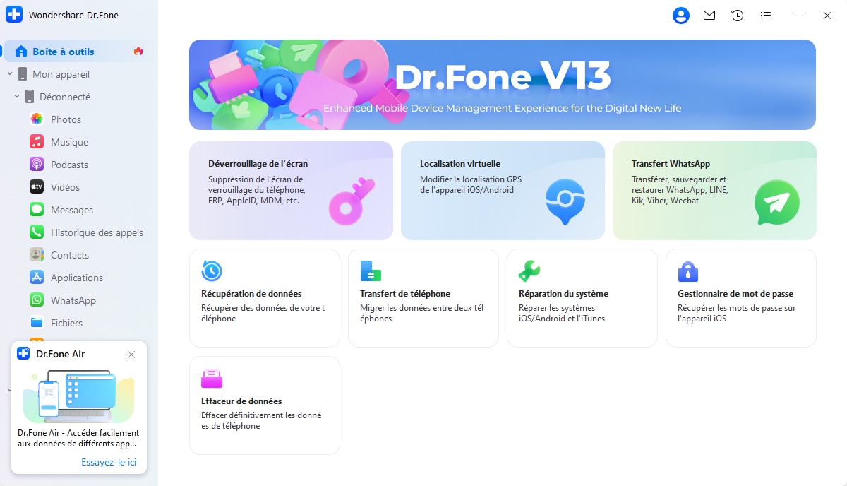 choisisser l'option de réparation du système