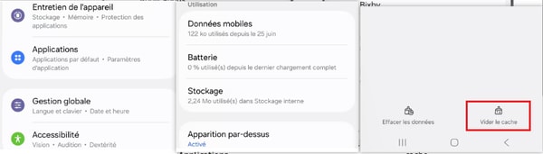 Vider le cache d’une application