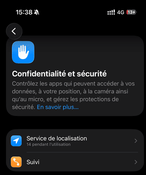 vérifier la localisation globale de l’appareil