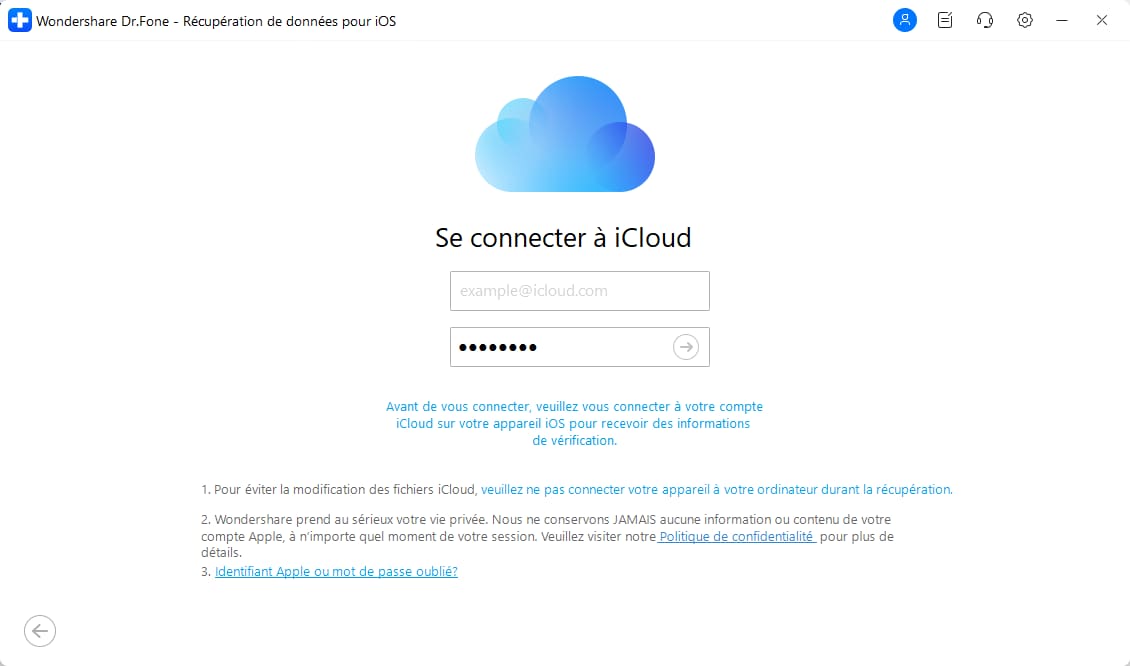 récupérer whatsapp sans sauvegarde en se connectant à icloud