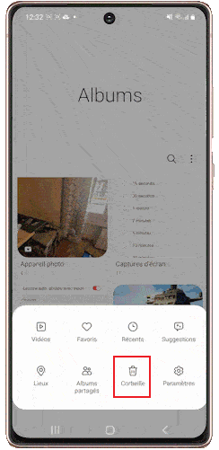 Restaurer les photos supprimées depuis la Corbeille Samsung