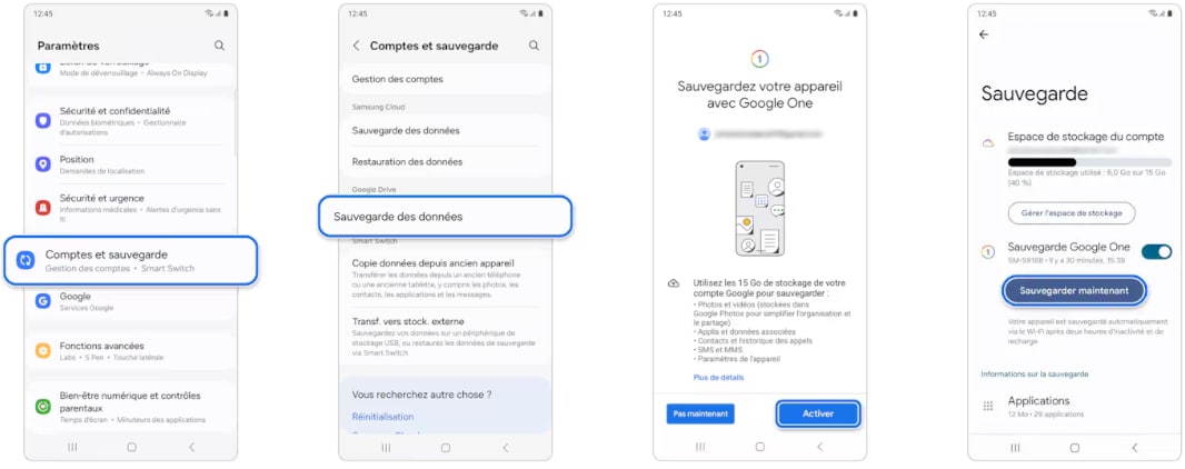 sauvergarder les appels samsung sur Google One