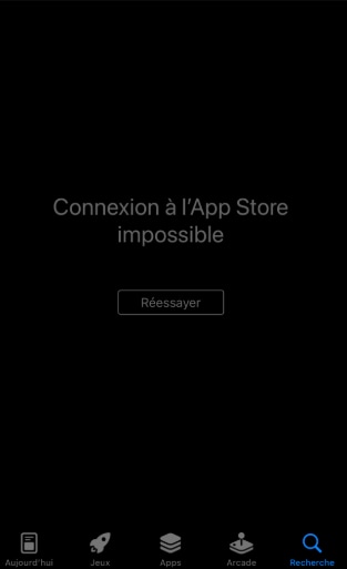 erreur de connexion a l'app store impossible