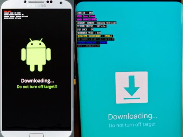 page bleue ou ecran noir avec downloading do not turn off samsung