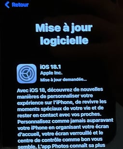 mise à jour de l'iPad demandée