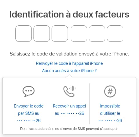 Obtenir un code de validation si aucun accès a votre iPhone
