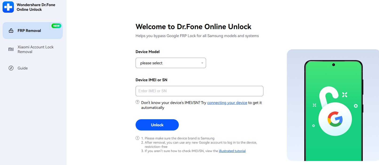 service de suppression de FRP en ligne-Dr.fone