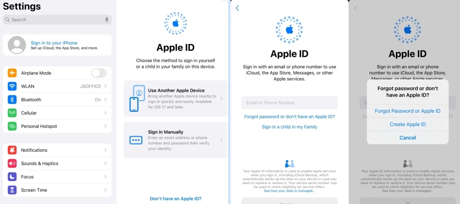 Réinitialiser le mot de passe via assistance Apple