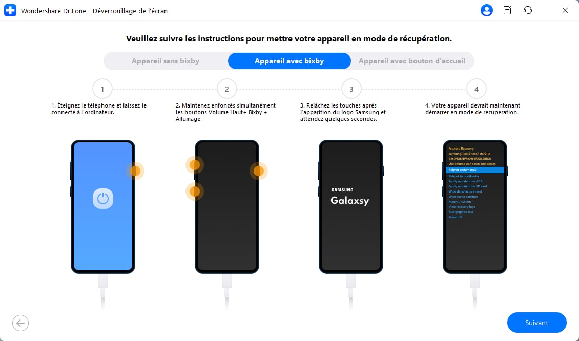 Suivez les instructions à l'écran pour entrer en mode téléchargement