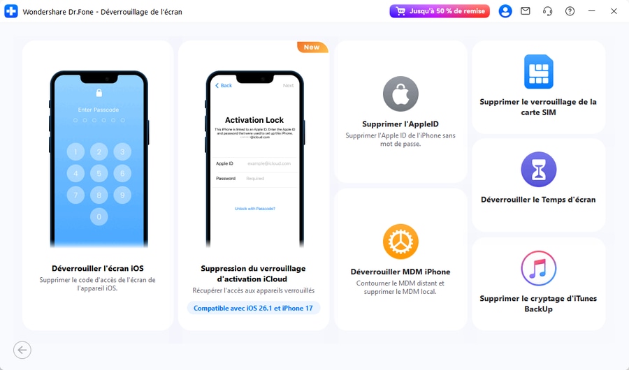 Accéder à l'option de contournement du verrouillage d'activation.