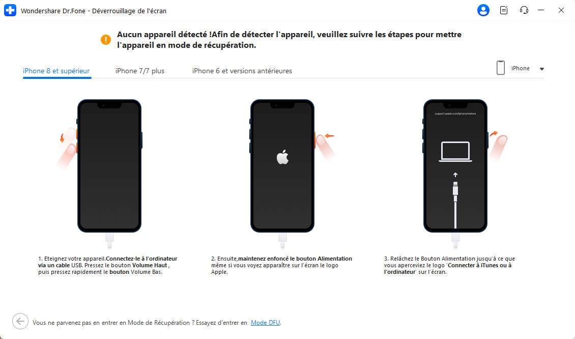 mettez votre iPhone en mode de récupération