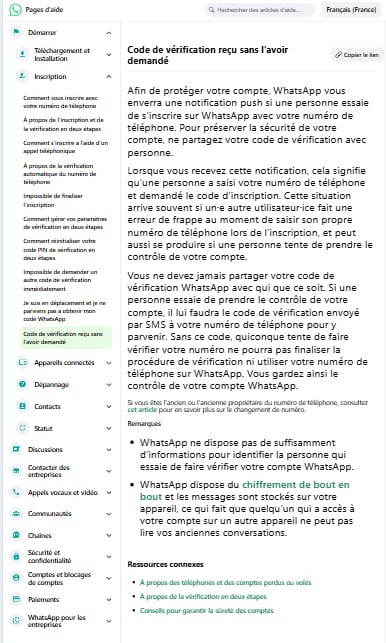 Code de vérification reçu sans l'avoir demandé sur WhatsApp