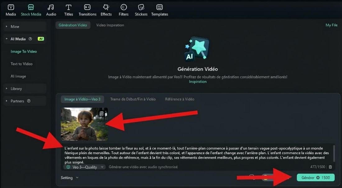 use image to video feature filmora