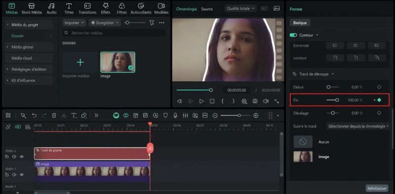 set the end keyframe