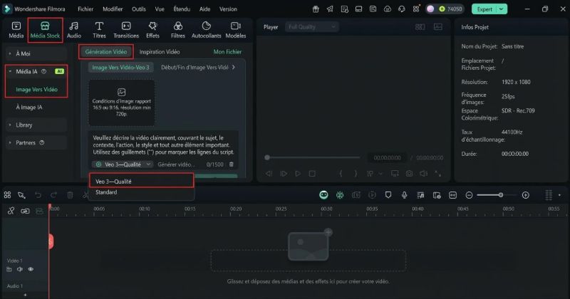 trouver la fonction de conversion d'image en vidéo