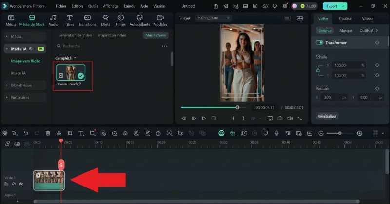 faites glisser votre vidéo sur la timeline