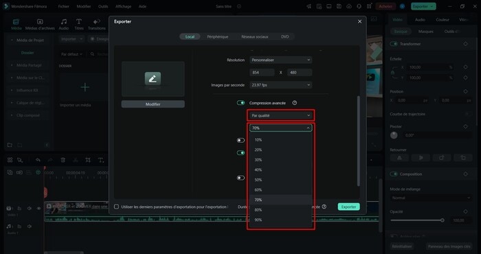 choisir-mode-compression-vidéo-filmora