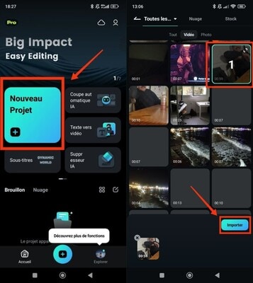 filmora-android-nouveau-projet-importer