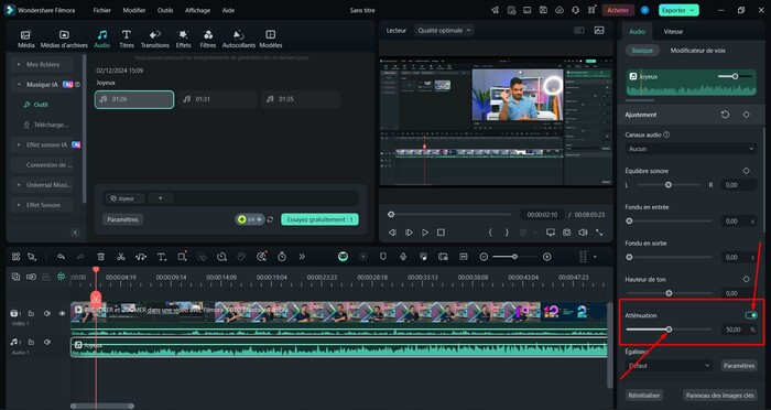 filmora-atténuation-audio