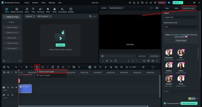 filmora-cliquer-onglet-synthèse-vocale