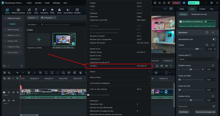 filmora-cliquer-sourdine
