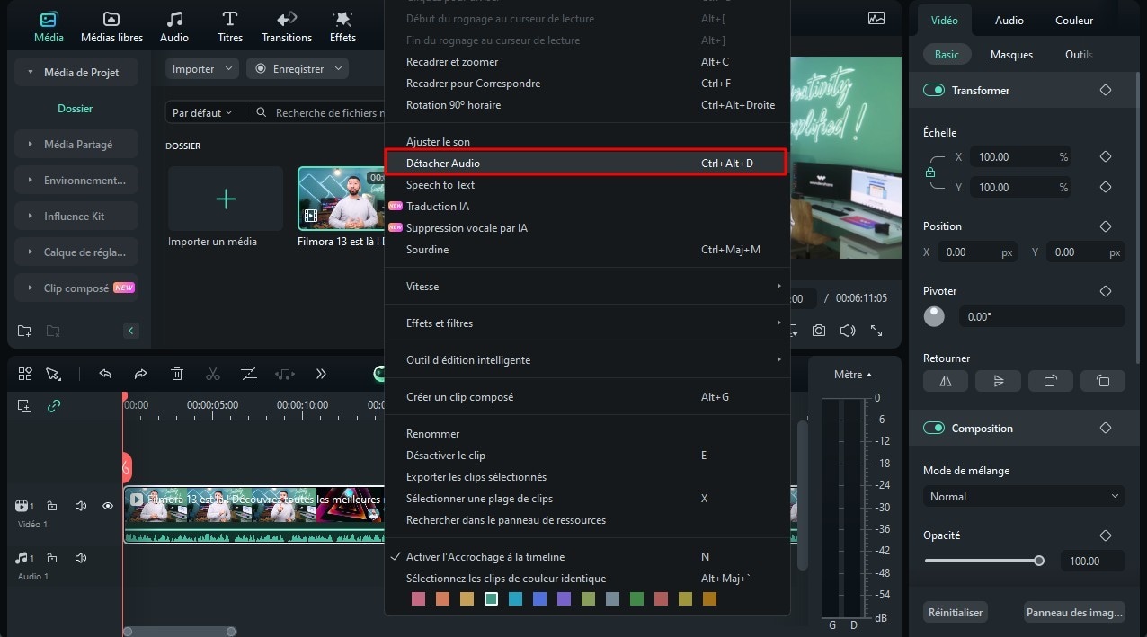 filmora-cliquer-détacher-audio