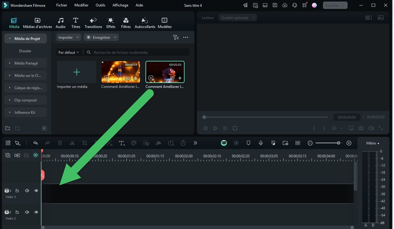 ajout fichier video sur timeline