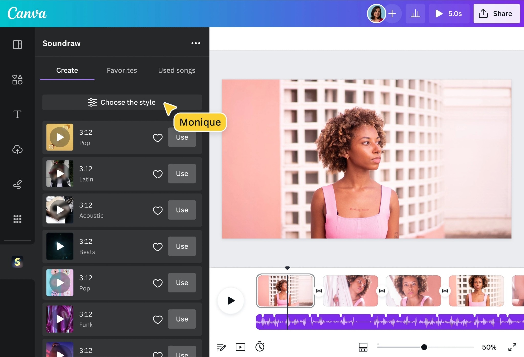 ajout de musique sur canva