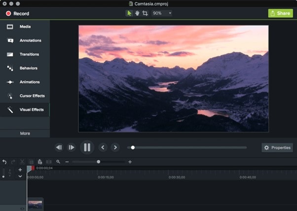 application montage video fond vert camtasia