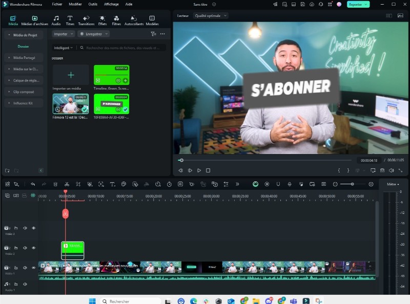 changement fond vert video sur filmora