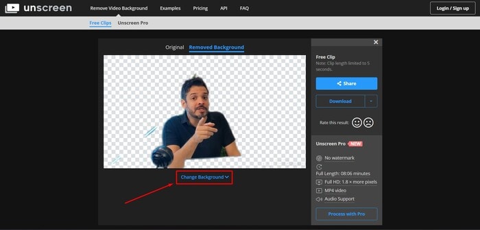 changer fond vidéo unscreen
