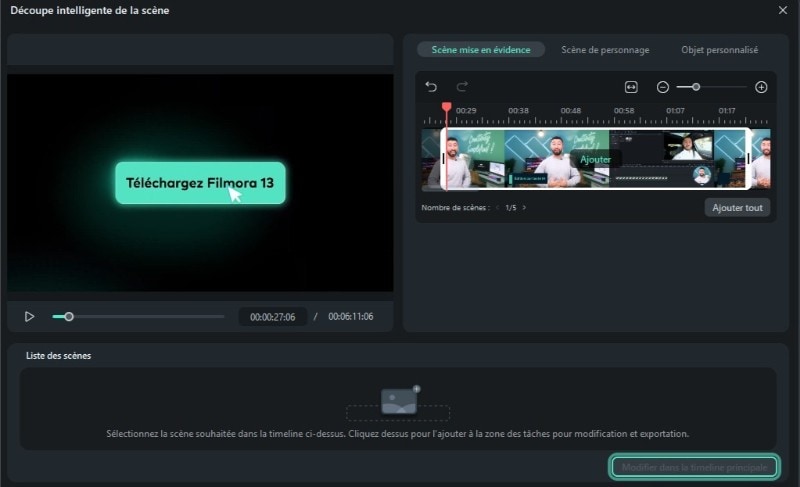 choix contenu decoupe filmora