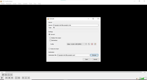 convertir via vlc convertisseur m4a en mp4