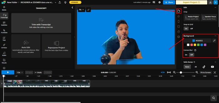 couleur fond vidéo kapwing