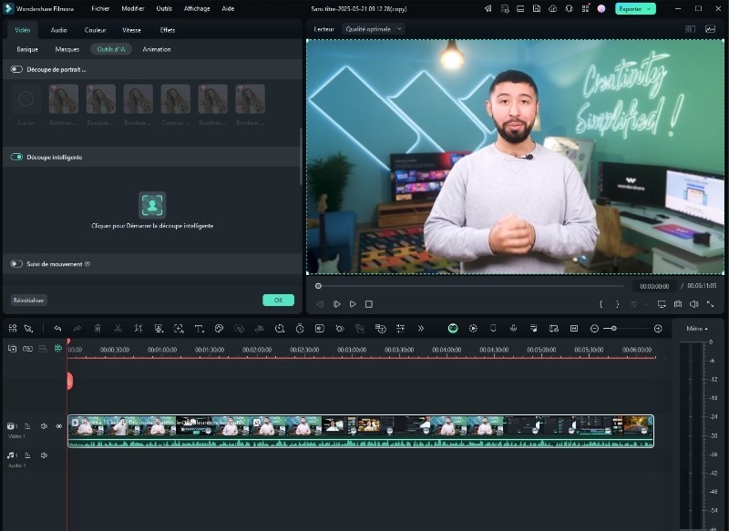 decoupe intelligente sur filmora