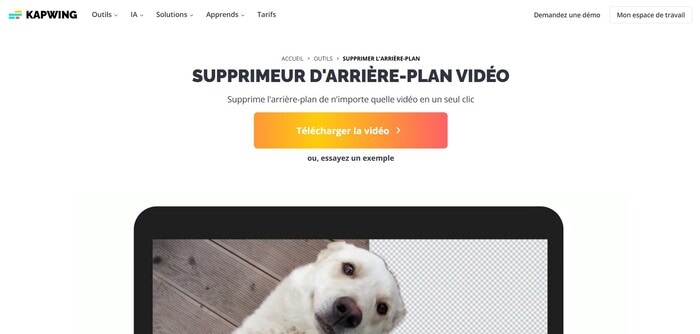 enlever fond vidéo kapwing
