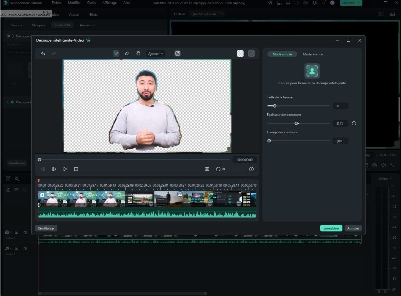 fenetre de decoupe intelligente sur filmora