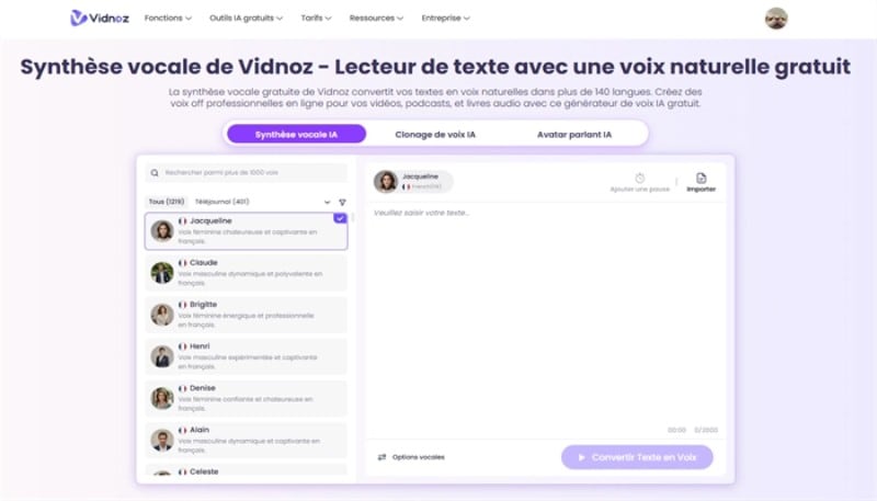 interface de synthese vocale vidnozai