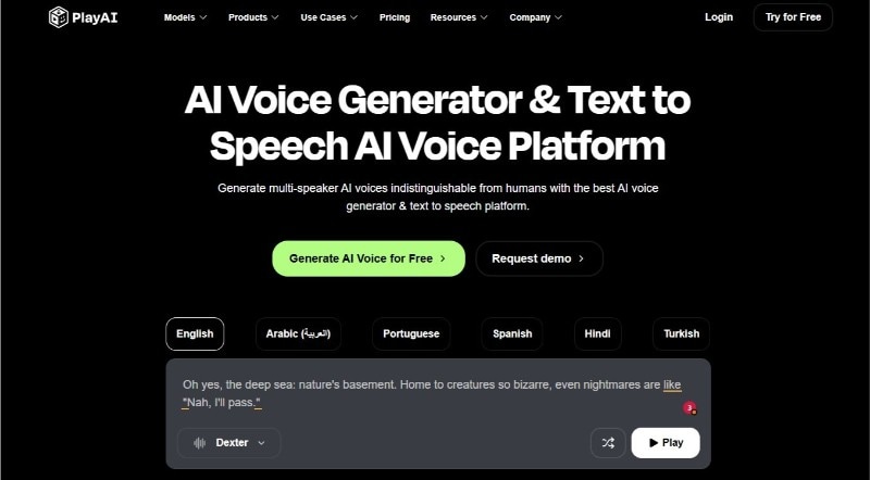 interface voice generator playai