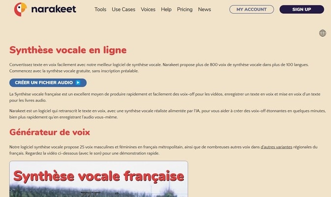 lecteur de texte narakeet