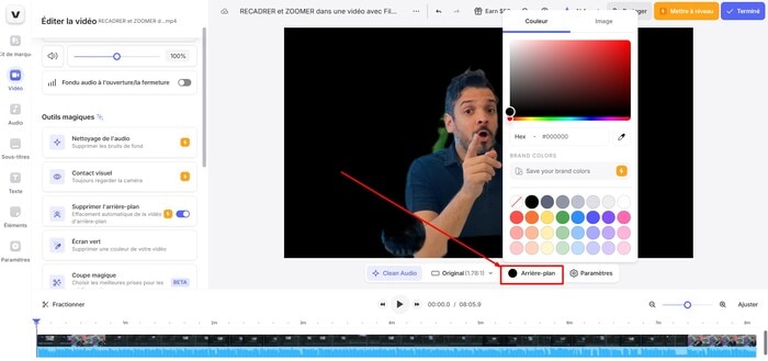 modifier fond vidéo veed.io