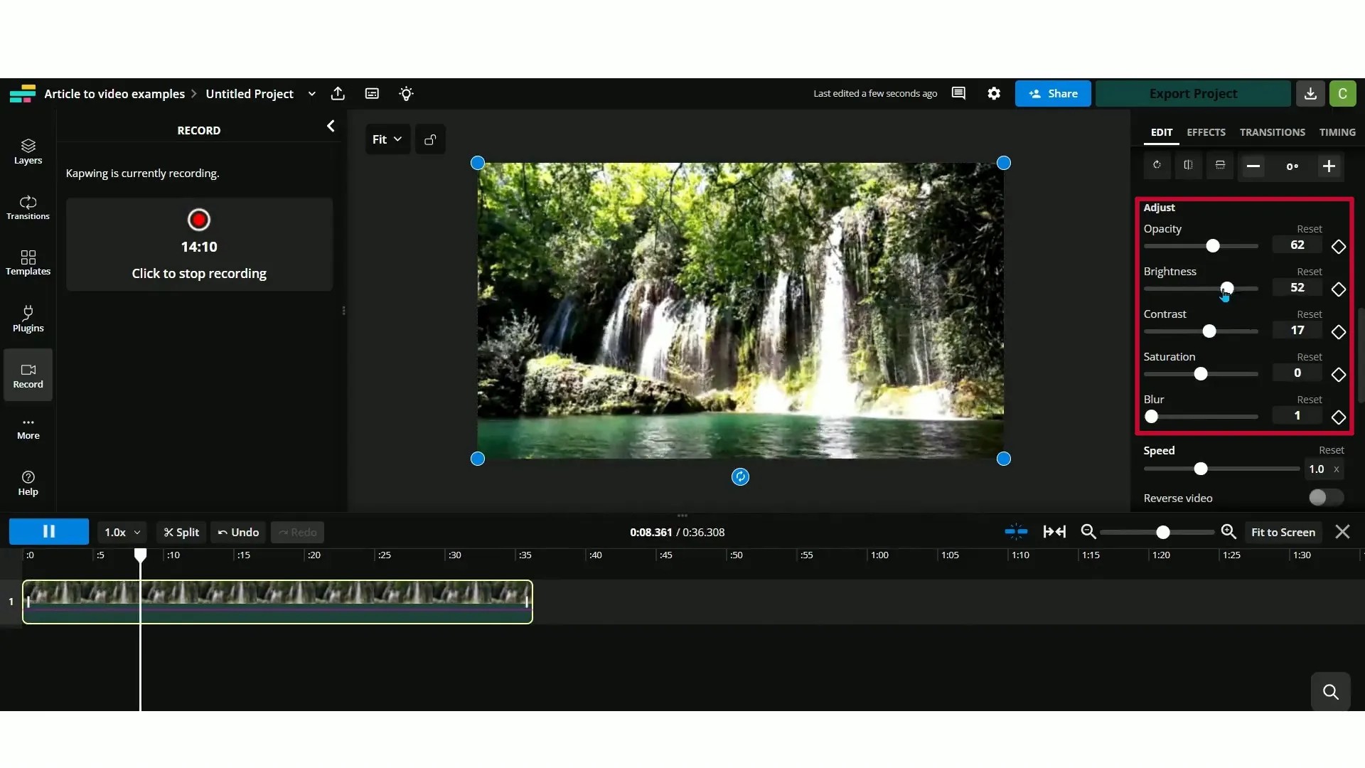 montage video sur kapwing